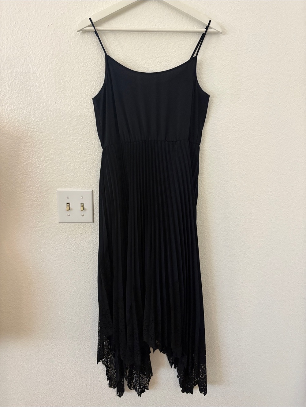 All Saints Black Aspyn Dress with Lace Hem - Picture 3 of 5